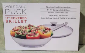 Swpss11covsc3 Wolfgang Puck 11 Inch Covered Skillet Stainless Steel Oven Safe With Glass Lid - New