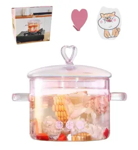 Xctfwkzk 732246839259 1.5l Pink Glass Potpourri Pot 1500ml 51oz Cooking Heart-shaped