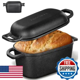 B0fhj458ss Yagonte 4.6 Quart Oval Dutch Oven Bread Baking Cast Iron Pan Lid Sourdough