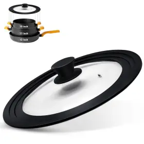 Ydeapi 723862207423 Universal Lid For Pots Pans And Skillets With Heat Resistant Silicone Rim
