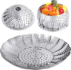 Whd1124-shy1 Ylyl Veggie Vegetable Steamer Basket Folding Steaming Metal Collapsible Stai