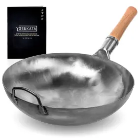 Yosukata 742033738740 Silver Round Bottom Pan Inch Stir Fry Pans For Cooking Chinese Hammered Pow Traditi
