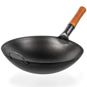 Yosukata 791109001356 Carbon Steel Wok Pan - 14 Inch Woks And Stir Fry Pans Chinese Wit
