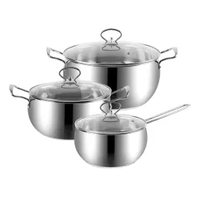 Yssoa 198401017052 Sleek Stainless Steel 6-piece Cookware Set Mirror Polished