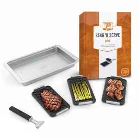 Yg-665f Yukon Glory 810027930545 Sear Ftn Serve Cast Iron Grill Pan Set Includes 3 Grilling Baskets A Se