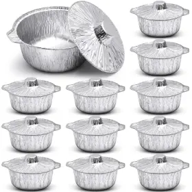 B0ctqg19v7 Ziliny 12 Pcs Disposable Aluminum Pot With Lid Round Foil Pans Cookwa