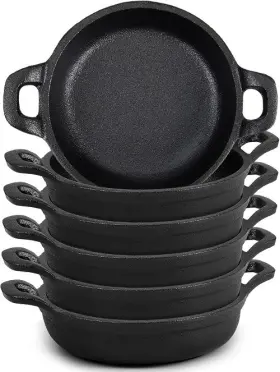 Jne-ziliny-224 Ziliny Mini Cast Iron Skillets 5 X 1.3 Inch Pan Small Ramekin Set Black C