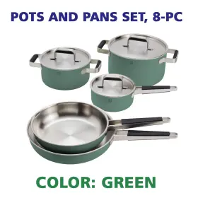 1031053 Zwilling Pots And Pans Set 8-pc 18/10 Stainless Steel Easy To Clean Contemporary
