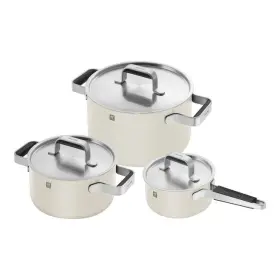 1030794 Zwilling J.a. Henckels Pure Pots And Pans Set 6-pc 18/10 Stainless Steel Ivory-white