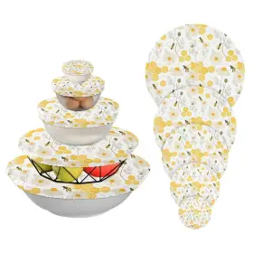 G307510495p872c930s2073 Zzkko 5 Pieces Cloth Bowl Covers Reusable In Size Bees Flower Stretch Fabric