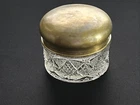 Antique Crystal Dresser Jar Glass Powder Pot With Golden Lid Used. Price: $32.00.