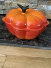Le Crueset Dutch Oven Pumpkin 2 Quart Flame Color Cast Iron Enamel Used. Price: $99.99.