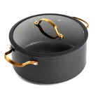 Thyme & Table Non-stick 5 Qt Signatures Stock Pot With Glass Lid, Black Gold New. Price: $39.95.