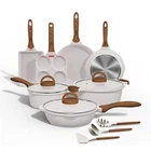 Jeetee Pots And Pans Set Nonstick White Granite Kitchen Cookware - Used. Price: $90.55.