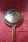 Vintage Vision Corning Ware 10" Frying Pan Waffle Bottom Lid Pyrex Amber Skillet Used. Price: $27.00.
