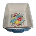 Pioneer Woman Fancy Flourish 9" X 13" Rectangular Stoneware Baking Dish. Price: $48.00.