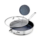 Blue Diamond Hybrid Nonstick Stainless Steel 4QT Saute Pan With Gla... Fast Ship New. Price: $82.96.