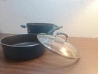 Rachael Ray Porcelain Cookware 3QT&6QT Nonstick Saute Pan Glass Lid Marine Blue Used. Price: $25.00.