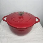 Vintage Pioneer Woman Butterfly Knob Cast Iron Enamel Dutch Oven Pot Cookware Used. Price: $38.00.