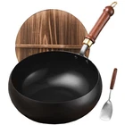 Umetre Carbon Steel Pan, 10.2" Woks & Stir-fry Pans With Wooden Lid Cookware New. Price: $51.71.