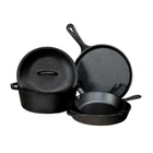 Lodge Cookware Set Black Cast Iron Round Pre-seasoned Easy-grip Handles 5-PIECE New. Price: $131.08.
