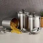 Tramontina 6 Pc Stainless Steel Covered Canister Set With Measuring Scoops New. Price: $83.96.