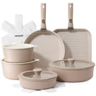 Sensarte 17 Piece Ceramic Pots And Pans Set, Pcs Almond Beige New. Price: $155.98.