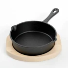 Campton 5.3" Round Cast Iron Frying Pan Skillet With Wooden Base By Gibson New. Price: $24.99.