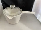 Corningware 1 Qt Sauce Pan W/ Lid M-68-B Dual Spout & Measuring Cup, Chipped Used. Price: $22.00.