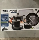 Farberware Reliance 15 Piece Non-stick Cookware Set W/ 6 Prestige Kitchen Tools New. Price: $50.00.