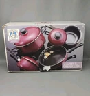 Vtg Tabletops Unlimited 7 Pc Non-stick Cookware Set Maroon TU-109 New Open Box. Price: $42.99.