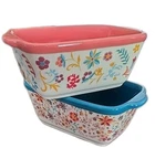 Two (2) Pioneer Woman Ceramic Mini Loaf Pans Keepsake Floral Design New. Price: $29.68.