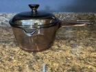 Vintage Amber Glass Visions Corning 1 Liter Covered Saucepan Pour Spout Cookware Used. Price: $20.40.