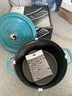 Staub Cast Iron 4-QT 9 3/8 24CM 3.8L Round Cocotte, Turquoise Bnib New. Price: $299.00.