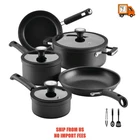 Farberware Truecook 12PC Cookware Set, Dishwasher And Oven Safe, Black New. Price: $55.42.