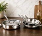 All-clad 8" 10" 12" Copper Core Open Fry Pan 3 Qt Saute W/lid New. Price: $829.00.
