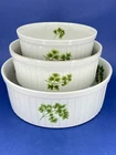 3PC Parsley Plant Based Green Nesting Casserole Dishes Andrea Sadek Milk Glass Used. Price: $49.00.