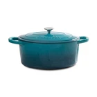 Crock Pot Artisan 5 Quart Round Enameled Cast Iron Dutch Oven In Teal Ombre New. Price: $111.05.