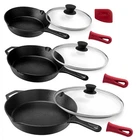 Iron Skillets Set +10 +12 Glass Lids Silicone Handles Cuisinel Cast 81012-INCH New. Price: $154.99.