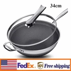 Non Stick Double Sided Screen Honeycomb Wok Stainless Steel Kitchen Frying Pan New. Price: $56.62.