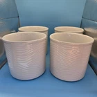 24OZ Temptations Tara Woodland White Mugs SET/4 Woodgrain Look Lids Mini Plates Used. Price: $39.99.