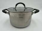 Bergner Stainless Steel 1.5L Double Handle Saucepan Casserole Pot With Glass Lid Used. Price: $15.80.