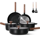 Jeetee Ceramic Cookware Set, 15 Pots And Pans Non Stick Pcs, Black New. Price: $99.99.
