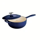 Tramontina Saucier Pan Gourmet 3 Qt Enameled Cast Iron Cobalt Blue Lid Oven Safe New. Price: $73.57.