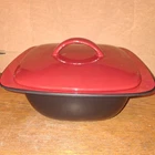 Ryku Corningware 3 Qt Stoneware Covered Casserole Baker Black With Top Euc Used. Price: $46.00.