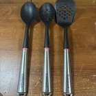 Cuisinart 3 Piece Spatula & Spoon Set Black Stainless Steel Handles 16" New. Price: $10.99.