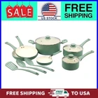Mainstays Ceramic Aluminum, 12 Piece, Pots And Pans Cookware Set Green Nonstick New. Price: $43.28.
