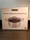 New Servappetit 4 Qt Hex Lined Dutch Oven With Glass Lid Box. Price: $23.75.