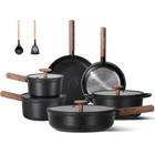 Ceramic Cookware Sets 17 Pieces Non Stick Induction Black Jeetee Healthy Pots New. Price: $154.99.