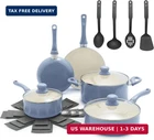 Greenlife 16-PIECE Nonstick Cookware Set, Non-toxic Ceramic Pots And Pans New. Price: $168.73.